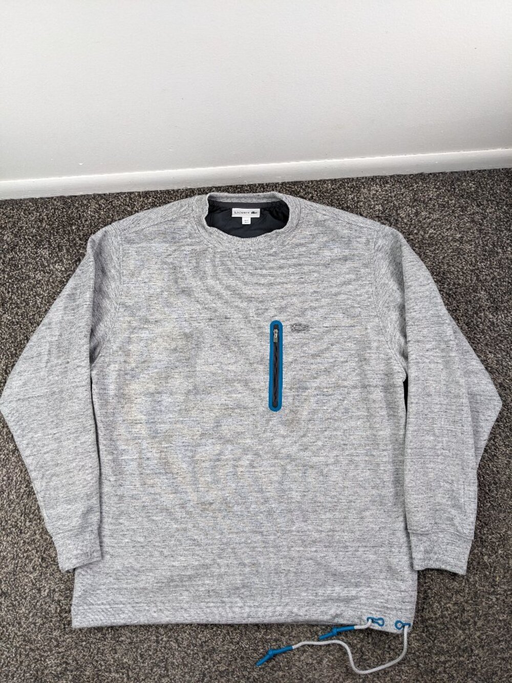 Lacoste Sweatshirt Tech Crewneck Heather Gray Mens Size 3 / Small Loose Fit